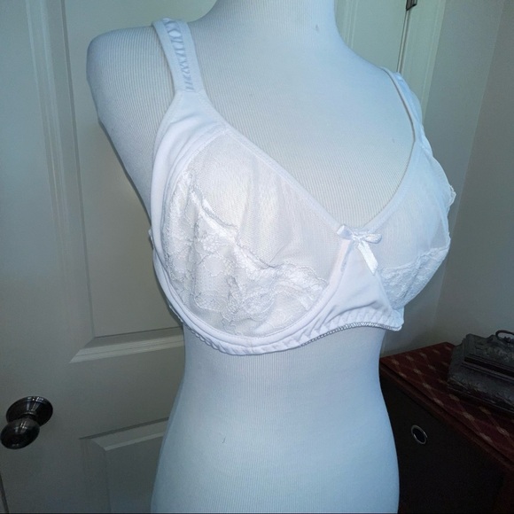 Mesh Lace Underwire T-Shirt Bra Unlined White 38C - Picture 9 of 16